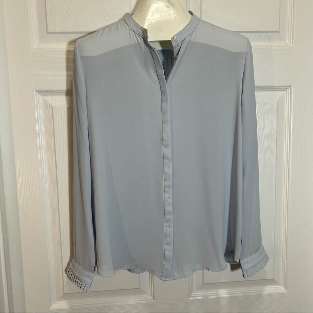 LOFT Light Blue Button Up Long Sleeve Blouse